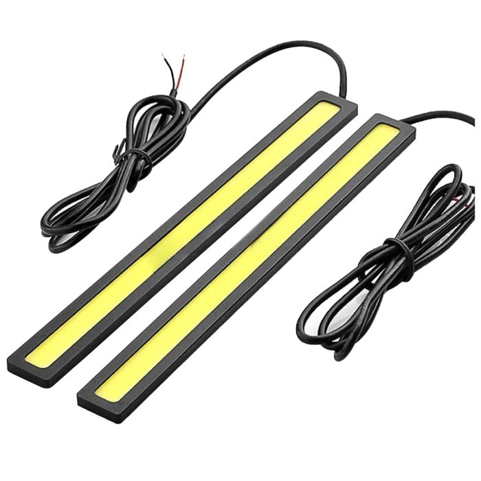 AllExtreme EXDW2C Universal Ultra Bright Daytime Running LED Lights Waterproof Slim Chip COB LEDs Strip DRL Lamp for Cars (6W, White Light, 2 PCS)