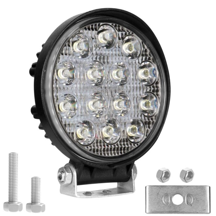 Allextreme EX14RW1 14 LED Round Fog Light 4 Inches Waterproof Off Road Driving Lamp for Car and Motorcycle (42W, White Light, 1 PC)