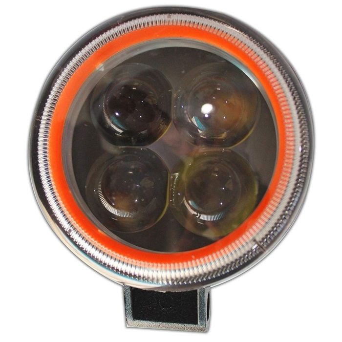 Allextreme EX4LD1O 4 LED Fog Light Spot Beam Waterproof Driving Work Light with Outer Ring for Motorcycle Jeep Truck Boat and Cars (20W, White Light and Orange, 1 PC)