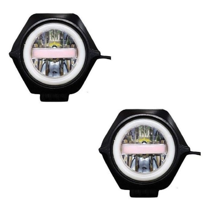 Allextreme EXU23F2 30W U23 Auxiliary Fog Lamp Waterproof Driving Spot LED Lights with Blue Demon & Red Angel Eyes for Bikes Cars Trucks ATVs SUVs Jeeps Boats (Multicolor, 2 PCS)