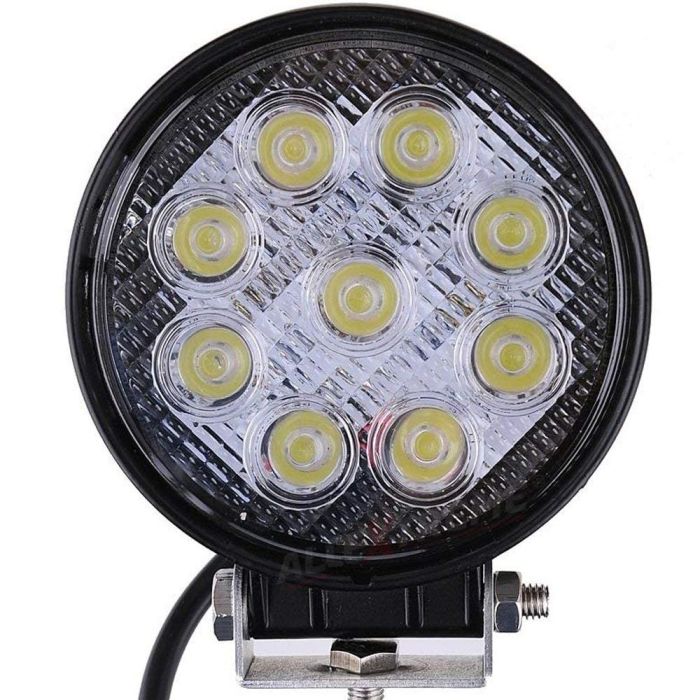 Allextreme EX9RWY1 9 LED Round Fog Light 4 Inches Waterproof Driving Lamp with Mounting Bracket for Car and Motorcycles (27W, Yellow Light, 1 PC)