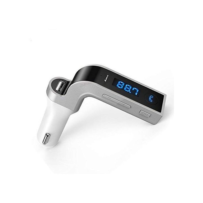 AllExtreme EXCARG7 Wireless in-Car Hand Free Call/Stereo Music Player Bluetooth FM Transmitter with USB Car Mobile Charger for All Android Smartphone & Other Devices (Silver)