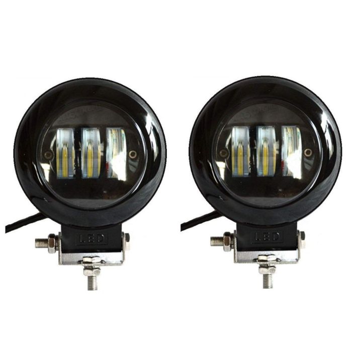 Allextreme EXM201W 3 LED Round Fog Light 4 Inches Waterproof Driving Spot Lamp with Mounting Bracket for Car and Motorcycle (30W, White Light, 2 PCS)