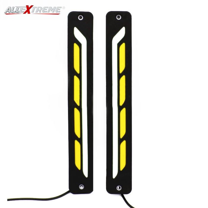 AllExtreme EXDLRY1 Universal Daytime Running Light Waterproof Working Lights Flexible LED DRL Driving Lamp for All Bikes and Cars (Yellow)