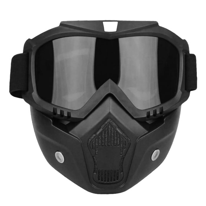 Allextreme Motorcycle Protective Goggles Anti Scratch Windproof UV Protective Visor Bike Dirt Face Shield with Soft Foam Padded Detachable Mask & Elastic Strap for Riding Cycling (Black, 1 Pc)
