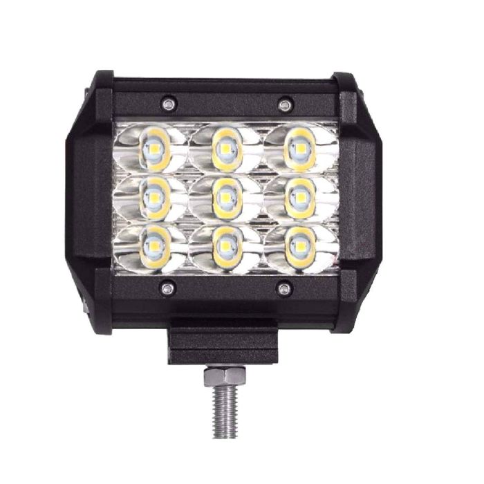 Allextreme EX9SFL1 9 LED Square Fog Light 4 Inches Waterproof Driving Spot Lamp with Adjustable Mounting Bracket for Cars Motorcycle and Bike (27W, White Light, 1 PC)