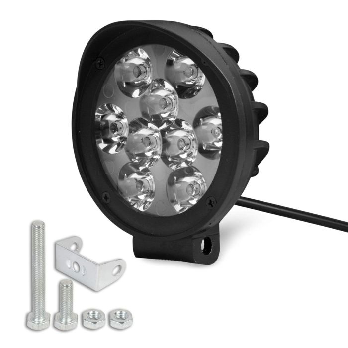 Allextreme EX9FNW1 9 LED Round Fog Light 3 Inches Waterproof Driving Spot Lamp with Mounting Bracket for Car, Motorcycle, SUV, ATV and Outdoor (27W, White Light, 1 PC)