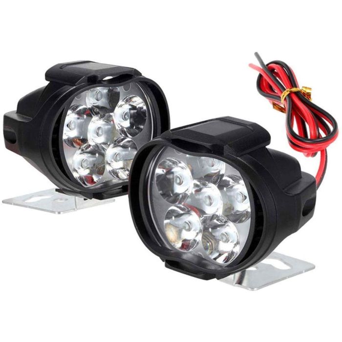 Allextreme EX6F3S2 Imported 6 LED Fog Light Waterproof Pod Driving Spot Head Lamp for Bikes Cars and Motorcycle (10W, White Light, 2 PCS, 6 Months Warranty)