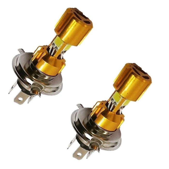 Allextreme EXH4MPL H4 Missile Projector LED Headlight Bulb for Motorcycle, Scooter, Car, Truck, ATV (9W, Golden, 2 PCS)