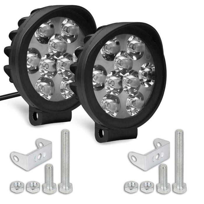 Allextreme EX-9WDL01 Off Road Driving Lamp with Switch 9 LED Round 3" Foglights for Motorcycles, Cars & Bikes (9W, White Light, 2 Pcs)