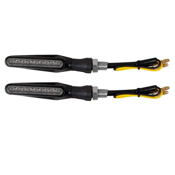 Allextreme EXTSI2A Bar Style 9 LED Side Indicator Light Front Rear Universal Fit Turn Signal Lamp for Bikes and Motorcycles (Amber, 2 PCS)