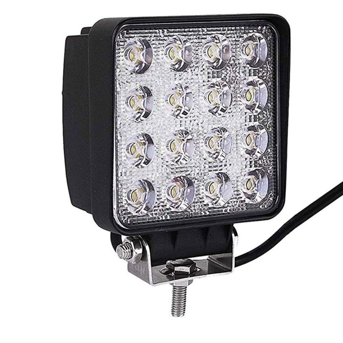 Allextreme EX4ISF1 48W 4 Inch Foglight 16 LED Square Pod Waterproof Flood Driving Lamp for Car Truck Jeep SUV ATV (Pack of 1, White)