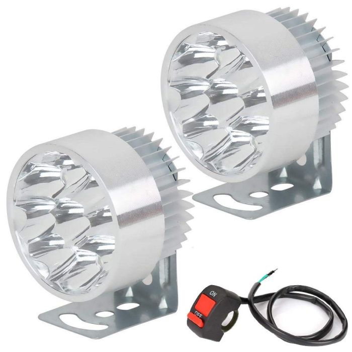 Allextreme EXG9FGS 9 LED Round Fog Light Spot Beam Waterproof Heavy Duty Work Light with Switch for Motorcycle Jeep Off Road Cars Truck Boat (9W, White Light, 2 PCS)