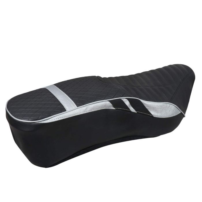 Allextreme EXTSCES PU Leather Motorcycle Bike Seat Cushion Cover Anti Skid Seat Cover Compatible for Bullet Electra 350cc and 500cc (Silver)
