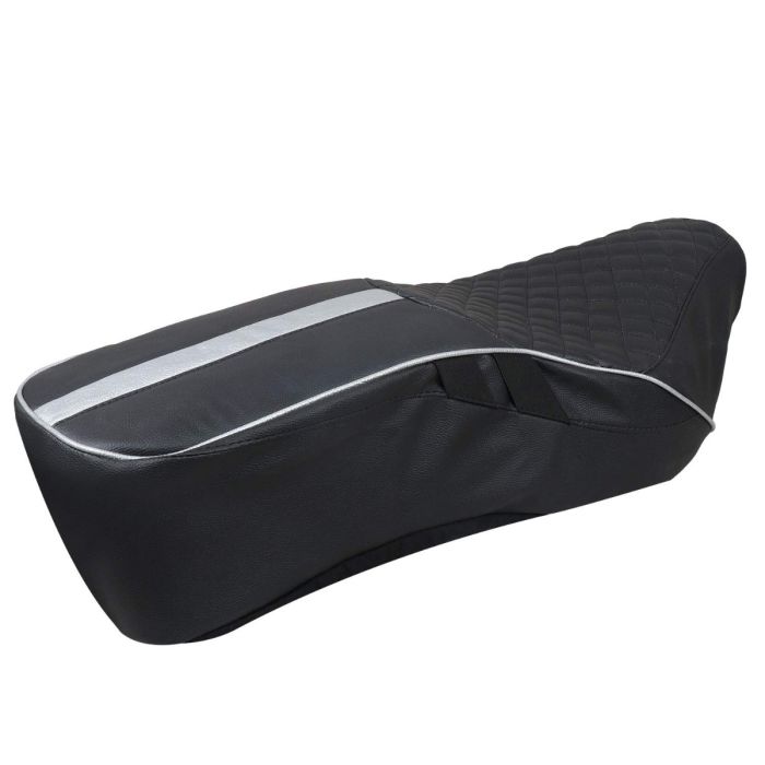 Allextreme EXCSCES PU Leather Motorcycle Bike Seat Cushion Cover Anti Skid Seat Cover Compatible for Bullet Electra 350cc and 500cc (Silver)