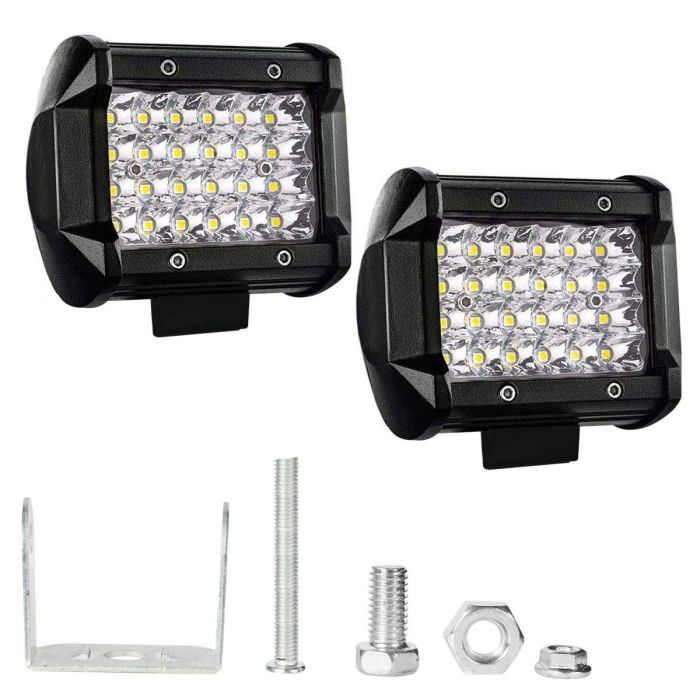 AllExtreme EX24F2P 24 LED Fog Light Bar 4 Inch CREE Cube Pod Work Light Waterproof Off Road Driving Spot Lamp for Bike Cars and Motorcycle (72W, White Light, 2 PC)