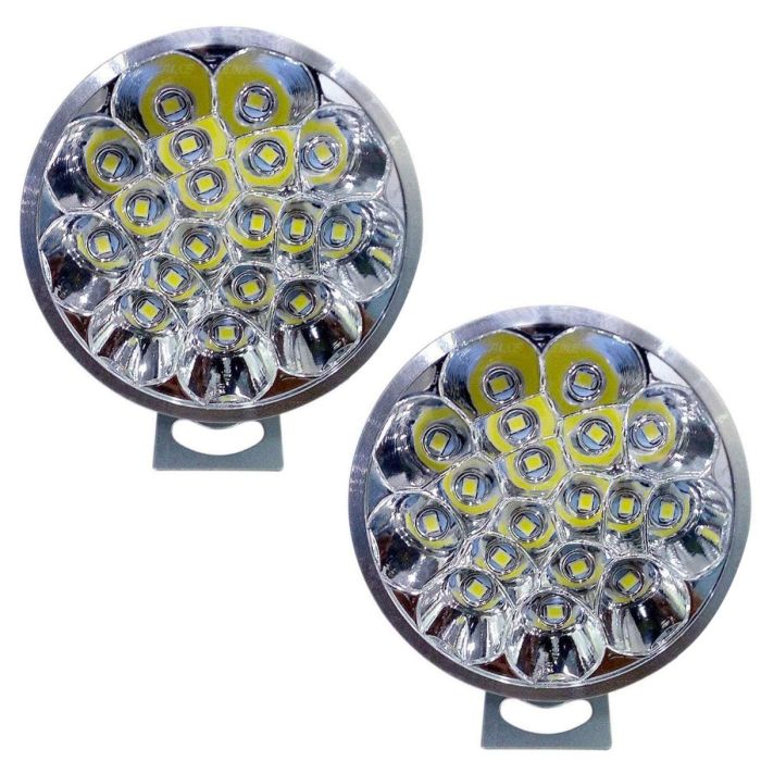 Allextreme EX18RF2 18 LED Round Fog Light Spot Beam Waterproof Pod Driving Work Lamp for Motorcycle and Cars (27W, White Light, 2 PCS)