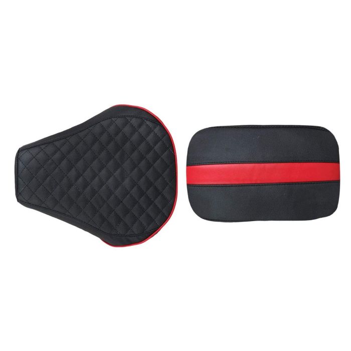 Allextreme PU Leather Seat Cover with Anti Skid Split Cushion Reinforced Stitching Dust Water Resistant for 350cc Bullet Classic Models (Black & Red)