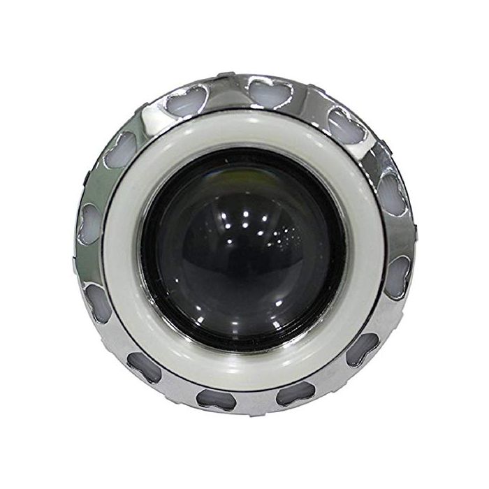 Allextreme EPLH07 High Intensity Led Projector Lamp Dual Heart Ring COB LED Headlight with Hi/Low Beam and Flasher Function for All Bikes (15W, Blue White & Red)