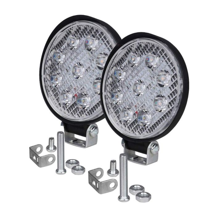 Allextreme EX9LRYW2 9 LED Round Fog Light 4.5" Waterproof Flood Spot Combo Beam Driving Strobe Lamp for Car, Bike and Motorcycles (27W, White and Yellow, 2 PCS)