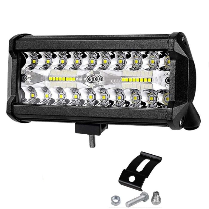 Allextreme EX36LW1 7 inch 36 LED Fog Light Triple Row Flood Spot Combo Beam Driving Lamp Bar for Car Motorcycle SUV Bike Truck (72W, White, 1 Pc)