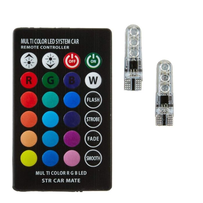Allextreme EXT10M2 T10 RGB Car Interior Parking Bulb 6SMD Multicolour Light with Wireless Remote Control for All Car & Bike (3W, RGB, 2 PCS)
