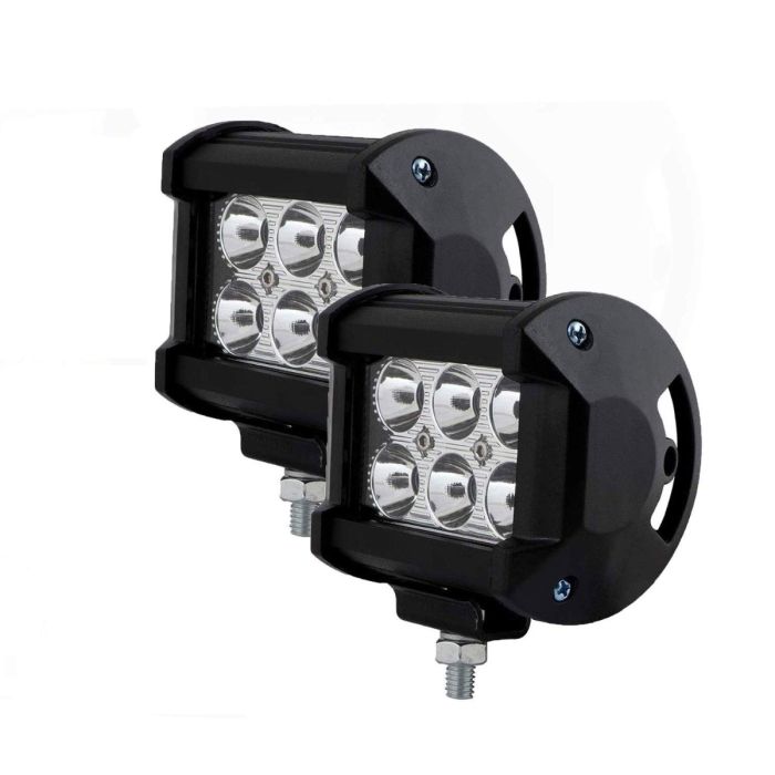 Allextreme EX6LD2F Waterproof 6 LED Fog Light Combo Beam Waterproof Heavy Duty Work Lamp for Motorcycle Bike Car and SUV (18W, White & Yellow, 2 PCS)