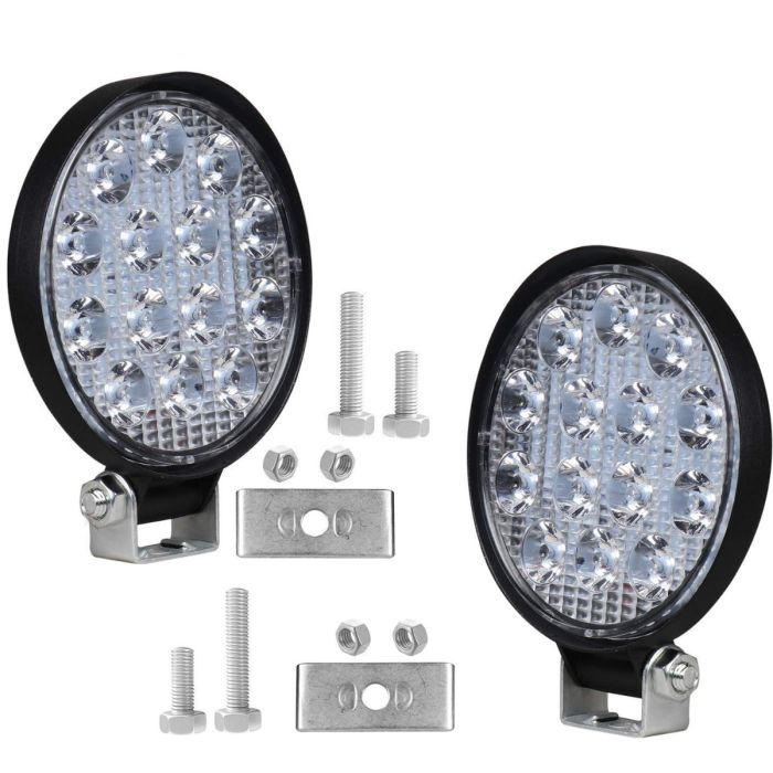 Allextreme EX14WY2 14 LED Round Fog Light 4 Inch Waterproof Driving Spot Strobe Lamp for Car, Motorcycle (42W, White & Amber, 2 PCS)