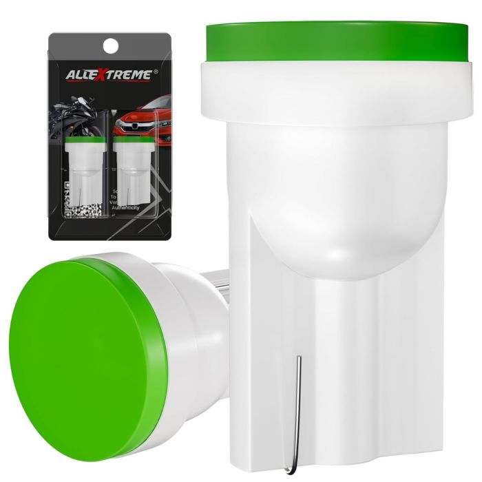 Allextreme EXTPLG3 Universal T10 LED Parking Light Super Bright Interior Pilot License Plate Dome Indicator Lamp Bulb for Car Bike and Motorcycle (1W, Green, 2 PCS)
