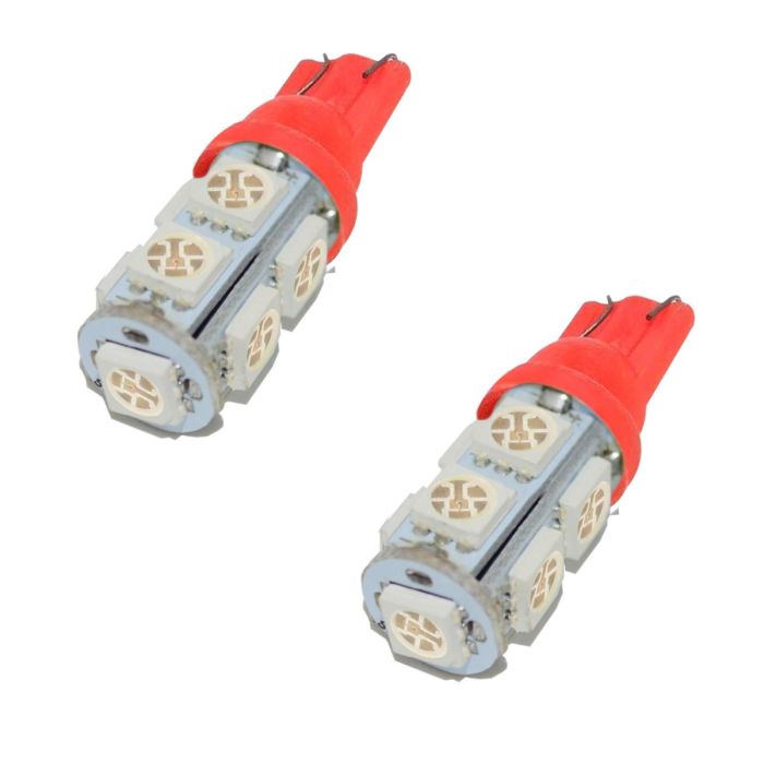 Allextreme EXZ10R2 Universal T10 LED Parking Light 9 SMD Super Bright Interior Pilot License Plate Dome Indicator Lamp Bulb for Car Bike and Motorcycle (3W, Red, 2 PCS)
