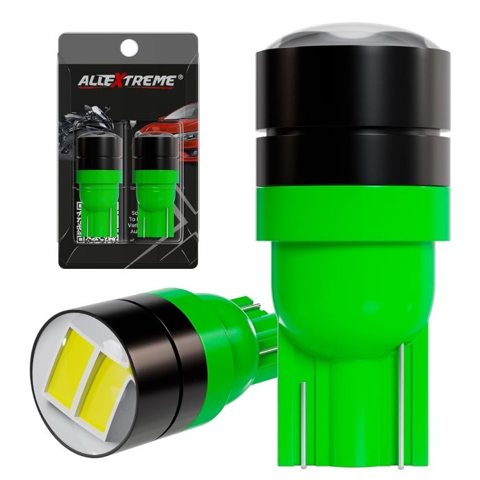 Allextreme EXT104G Universal T10 LED Parking Light 4 SMD Super Bright Interior Pilot License Plate Dome Indicator Lamp Bulb for Car Bike and Motorcycle (1W, Green, 2 PCS)