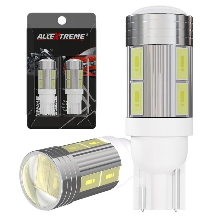 Allextreme EXT10PS Universal T10 LED Parking Light 10 SMD Super Bright Interior Pilot License Plate Dome Indicator Lamp Bulb for Car Bike and Motorcycle (3W, White, 2 PCS)