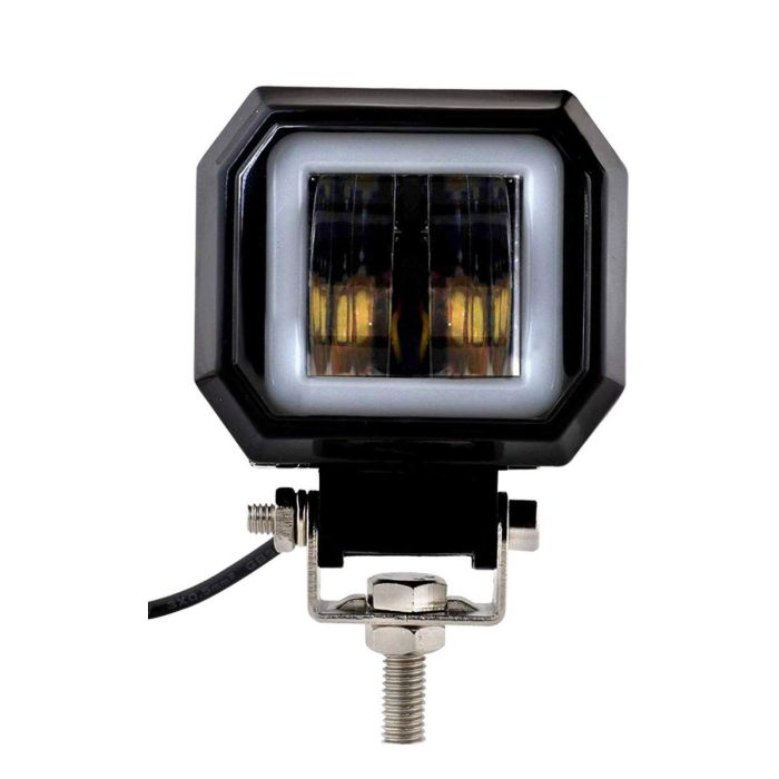 Allextreme EX3HR1W 2.5 Inch Square White Fog Light with Red Halo Angel Eye Ring for Bike Motorcycle Car and Off Road SUV (20W, 1 Pc)