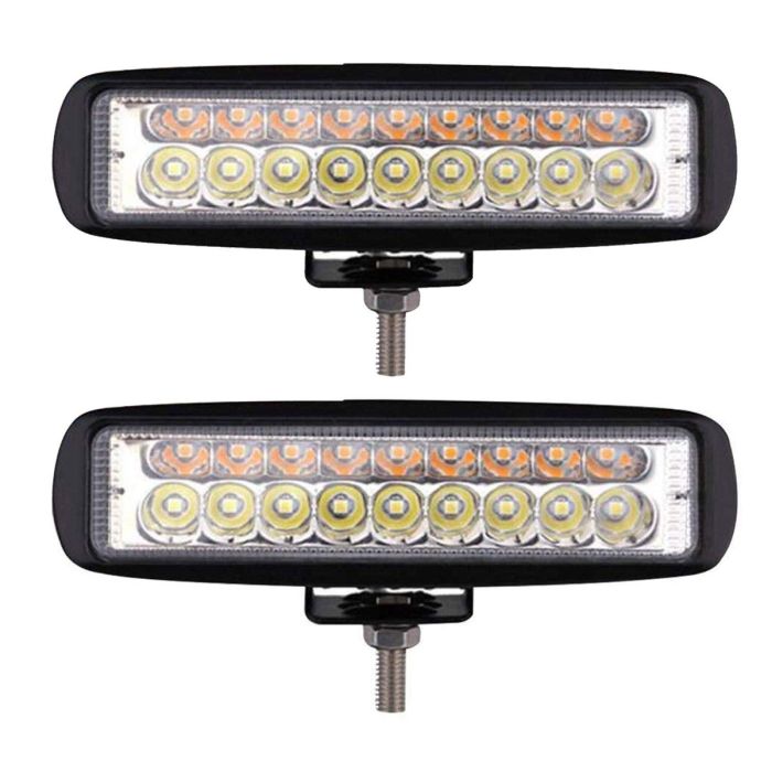 Allextreme EXF18W2 18 LED Fog Light Waterproof 6 inch Dual Row CREE LED Flood Beam Work DRL Lamp for Bikes Cars & Motorcycles (Pack of 2)