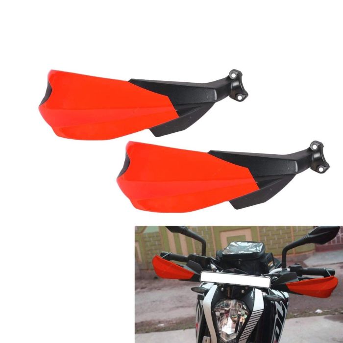 Allextreme EXHGDR1 Universal Bike Handlebar Handguard Finger Brush Wind Protector Compatible for Duke 125, 200, 250 & 390 Motorcycles (Red) (AE_Hand_RD)