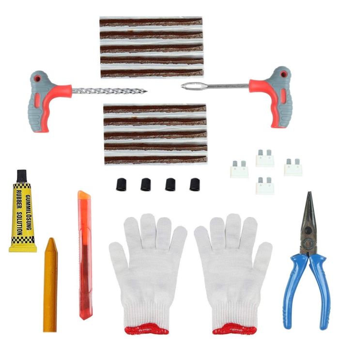 AllExtreme Universal Tubeless Tyre Puncture Repair Kit Flat Tire Puncher Patch Tools (Model 7)