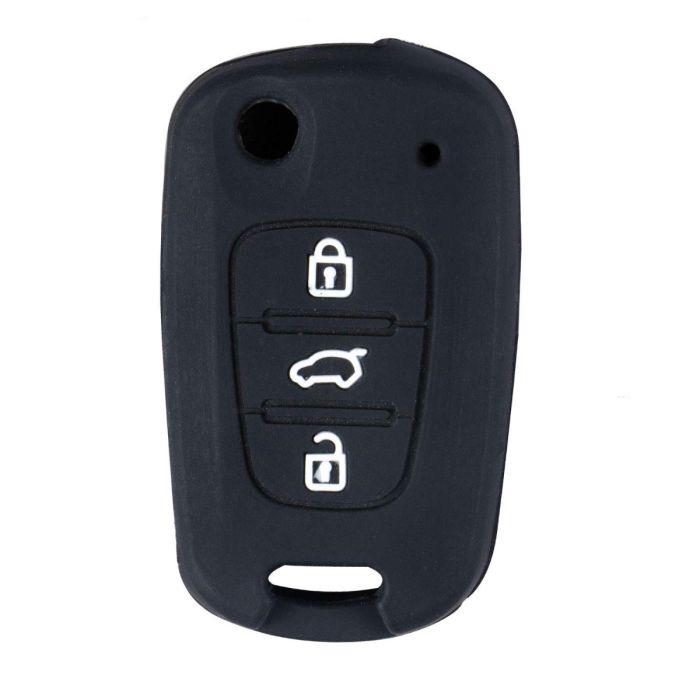 AllExtreme EX3CRKC 3 Buttons Silicone Car Remote Key Cover Shell Case Body for Hyundai i20 Old Models (Black)