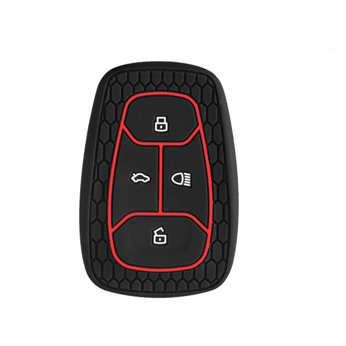 AllExtreme EXKC08 4 Buttons Silicone Car Remote Key Cover Shell Case Body Compatible with Tata Nexon Harrier (Black)