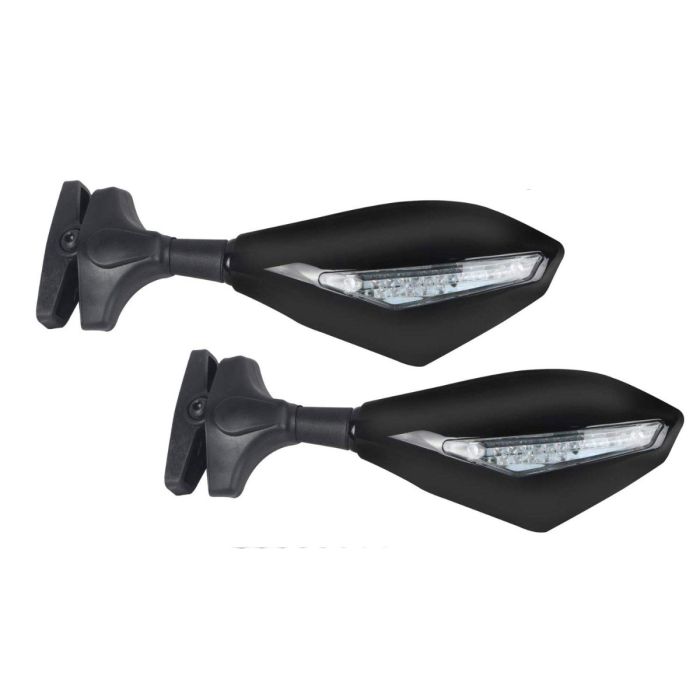 AllExtreme EXTSRM2 Universal Motorcycle Rearview Side Mirrors with LED Turn Signal Indicator Adjustable Bike Rear View Mirror for R15 & Other Full Flared Bikes (Amber Yellow)
