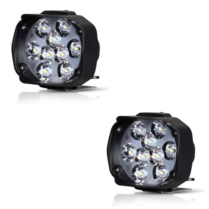 Allextreme EX9FWYP Imported 9 LED Fog Light Spot Beam Waterproof Heavy Duty Pod Driving Work Lamp for Motorcycle Bike Car and SUV (15W, White and Amber, 2 PCS)