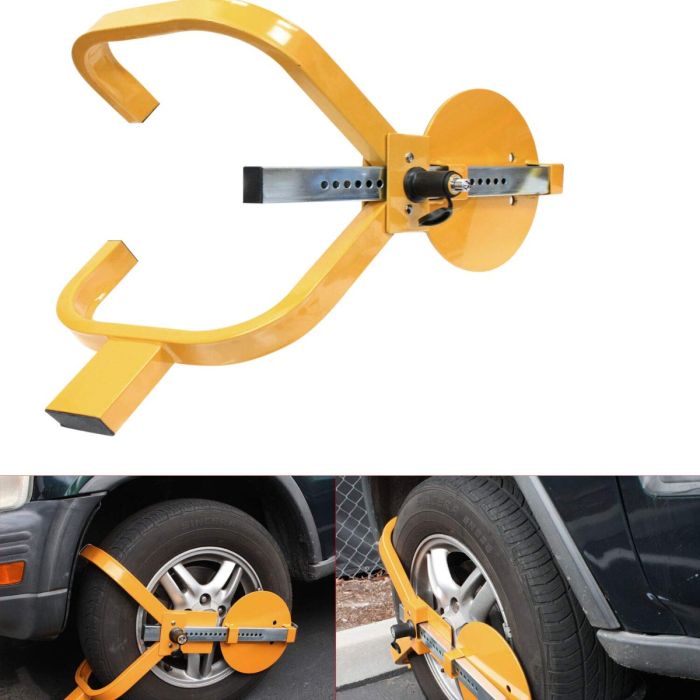 AllExtreme ALBLS3 Full Cover Anti Theft Car Wheel Lock Clamp Heavy Duty SUV Tire Boot Claw Adjustable for Auto Car Truck with Two Keys