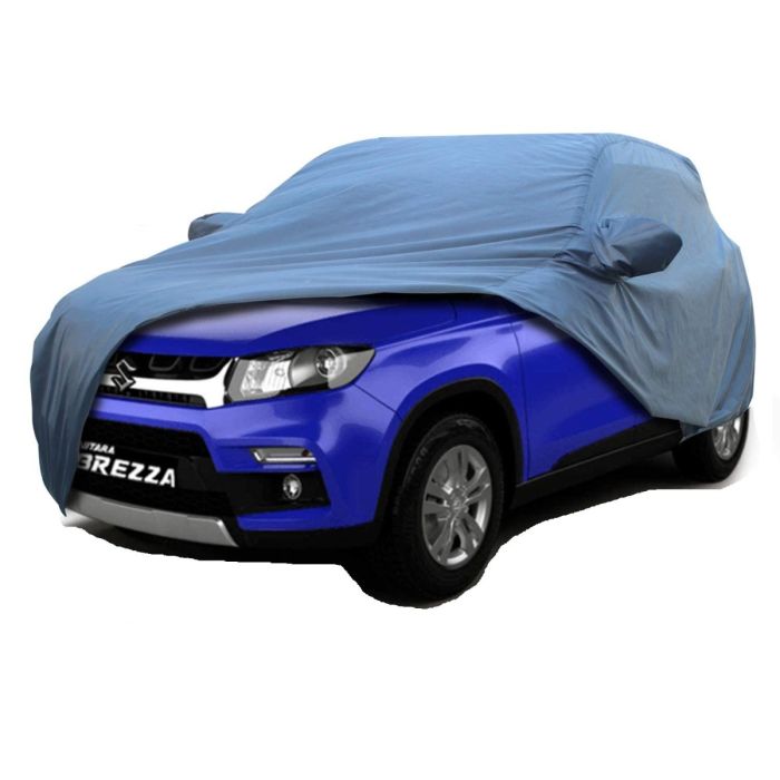 Allextreme BZ7006 Car Body Cover Compatible with Maruti Suzuki Brezza Custom Fit Dustproof UV Heat Resistant Indoor Outdoor Body Protection (Blue with Mirror)