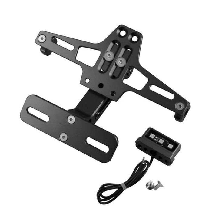 AllExtreme EXNPBL9 Universal Adjustable Motorcycle Number License Plate Aluminum Alloy Holder Mount Bracket for All Bikes (Black)