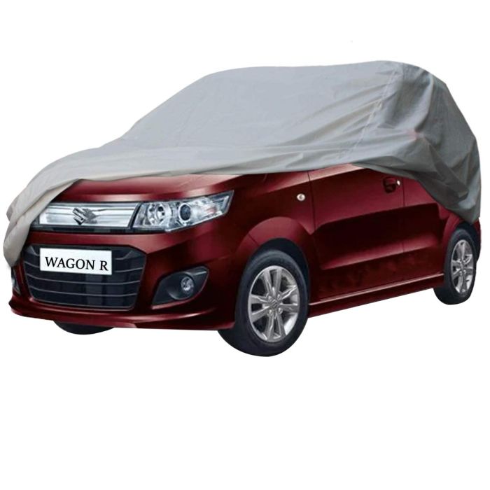 Allextreme W7002 Car Body Cover Compatible with Maruti Suzuki Wagon R Custom Fit Dustproof UV Heat Resistant Indoor Outdoor Body Protection (Silver Without Mirror)
