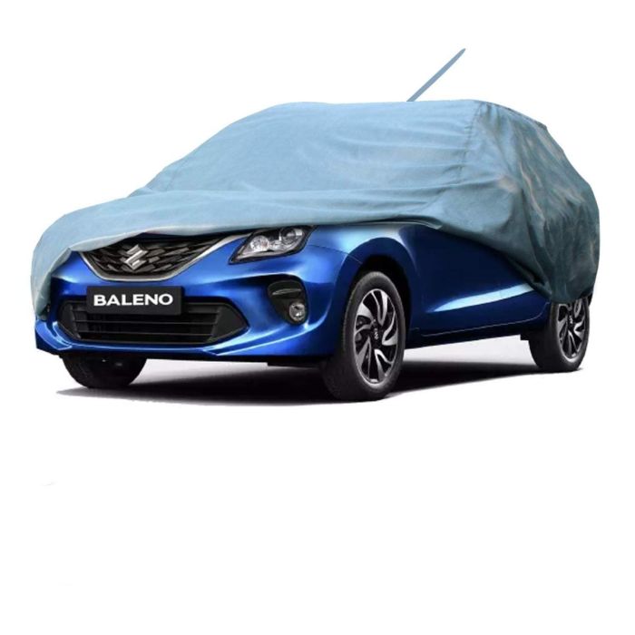 Allextreme BN7001 Car Body Cover Compatible with Maruti Suzuki Baleno Custom Fit Dustproof UV Heat Resistant Indoor Outdoor Body Protection (Grey Without Mirror)