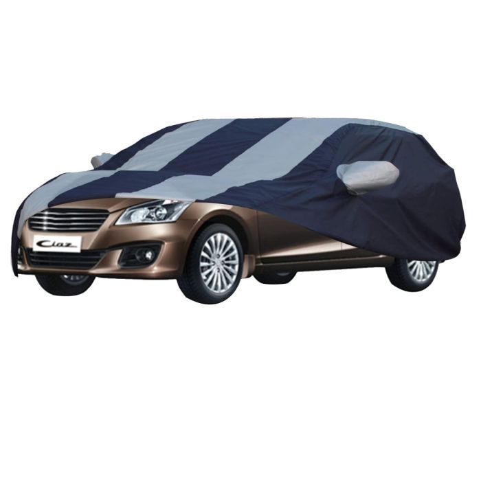 Allextreme C7005 Car Body Cover Compatible with Maruti Suzuki Ciaz Custom Fit Dustproof UV Heat Resistant Indoor Outdoor Body Protection (Blue & Silver with Mirror)10