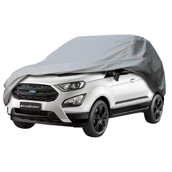 Allextreme FE7002 Car Body Cover Compatible with Ford EcoSport Custom Fit Dustproof UV Heat Resistant Indoor Outdoor Body Protection (Silver without Mirror)