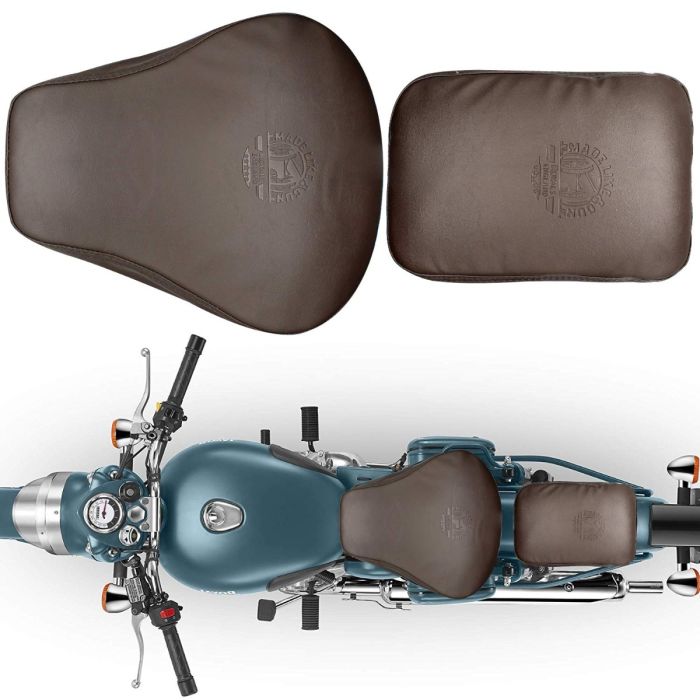 Allextreme EXPSC03P PU Leather Split Motorcycle Seat Cover Anti Slip Design Super-Soft Advanced Stitching Water Resistant Compatible with Royal Enfield Classic 350 (Brown)