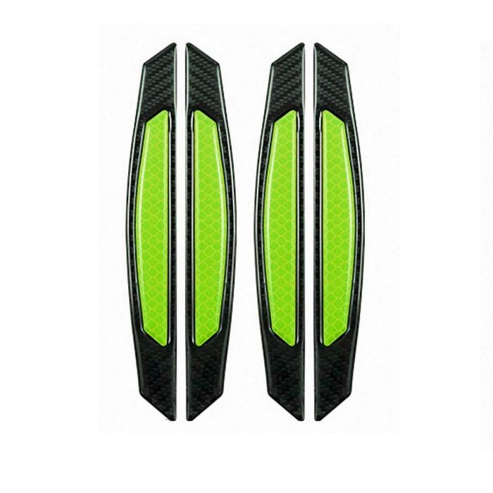 AllExtreme EXCDP1G 4 Pcs Car Reflective Door Protector Anti-Scratch Strip Warning Reflector Night Decal Sticker (Green)