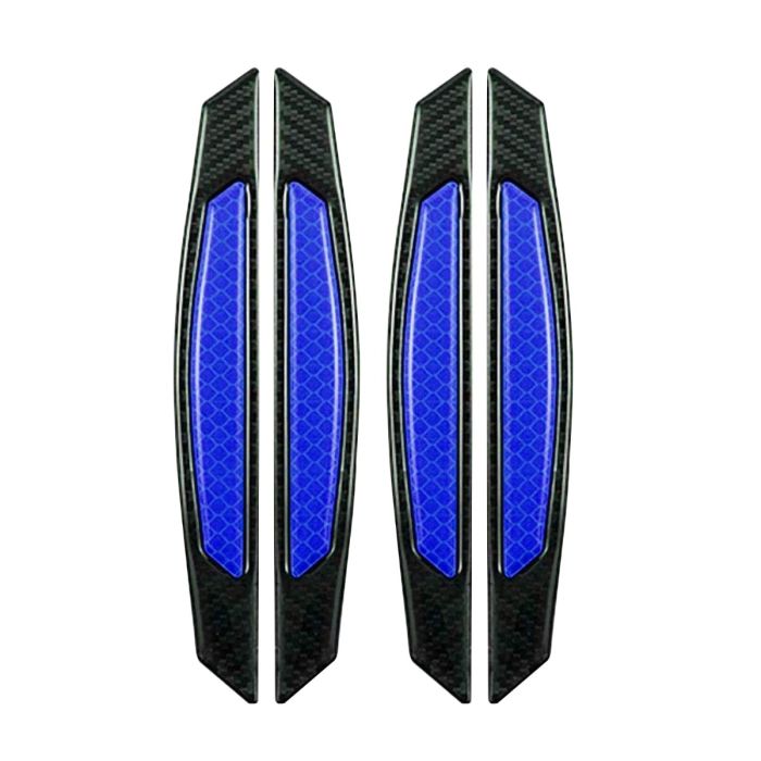 AllExtreme EXCDP1B 4 Pcs Car Reflective Door Protector Anti-Scratch Strip Warning Reflector Night Decal Sticker (Blue)